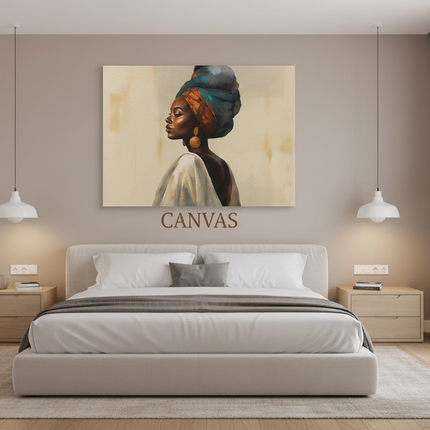 Camera da letto minimal con stampa canvas