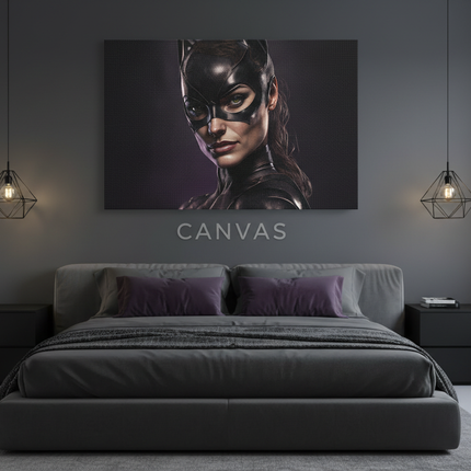 Camera da letto minimal con stampa canvas