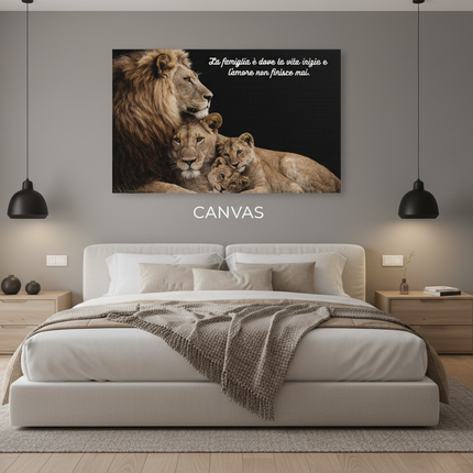 Camera da letto minimal con stampa canvas