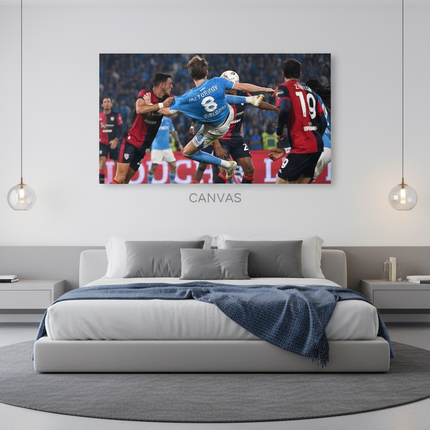 Camera da letto minimal con stampa canvas