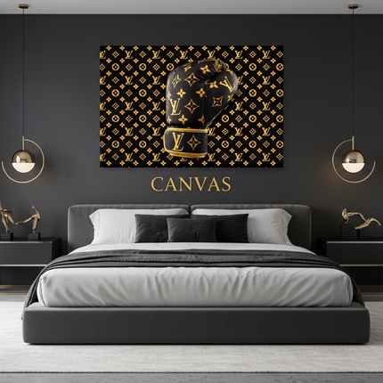 Camera da letto minimal con stampa canvas