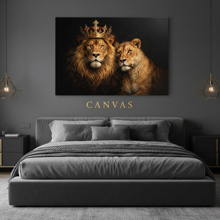 Camera da letto minimal con stampa canvas