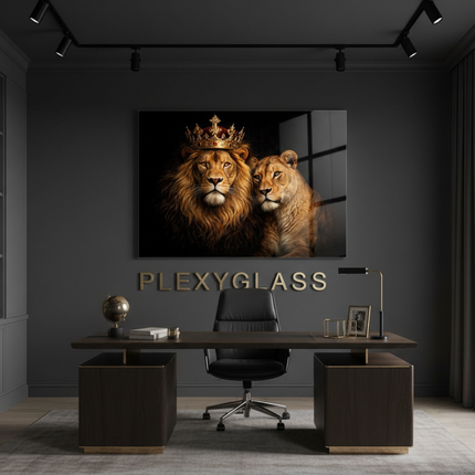Home office elegante con stampa plexiglass