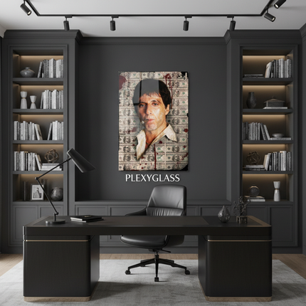 Home office elegante con stampa plexiglass
