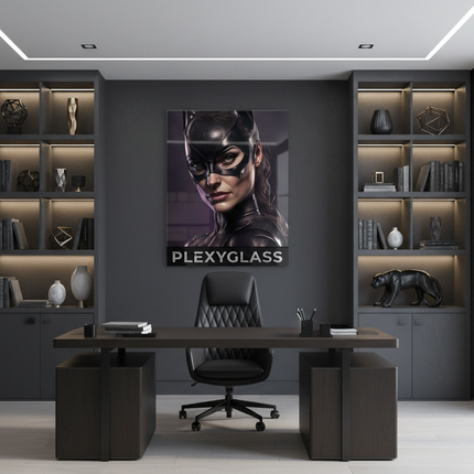 Home office elegante con stampa plexiglass