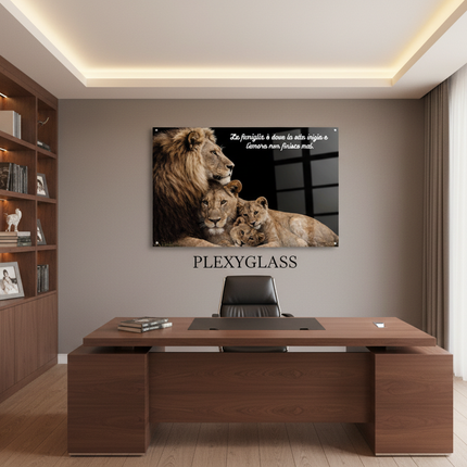 Home office elegante con stampa plexiglass