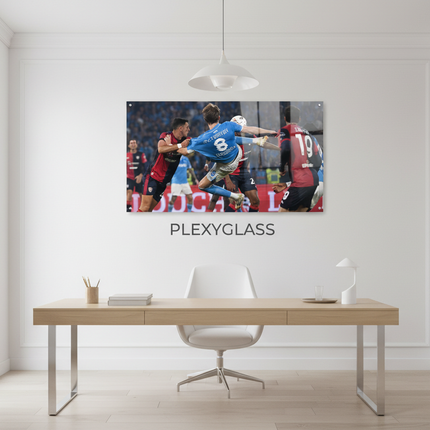 Home office elegante con stampa plexiglass