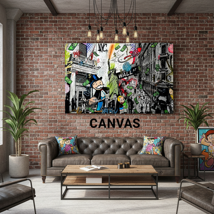 Loft industriale con stampa canvas